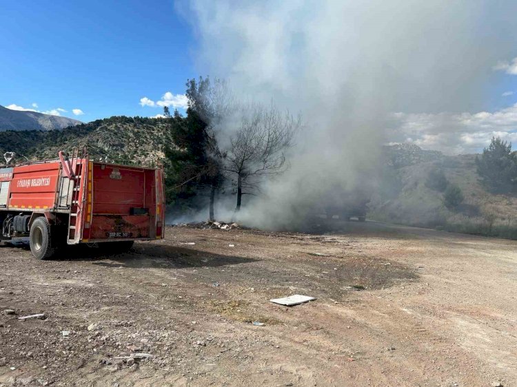 Çöp dökülen alanda yangın çıktı